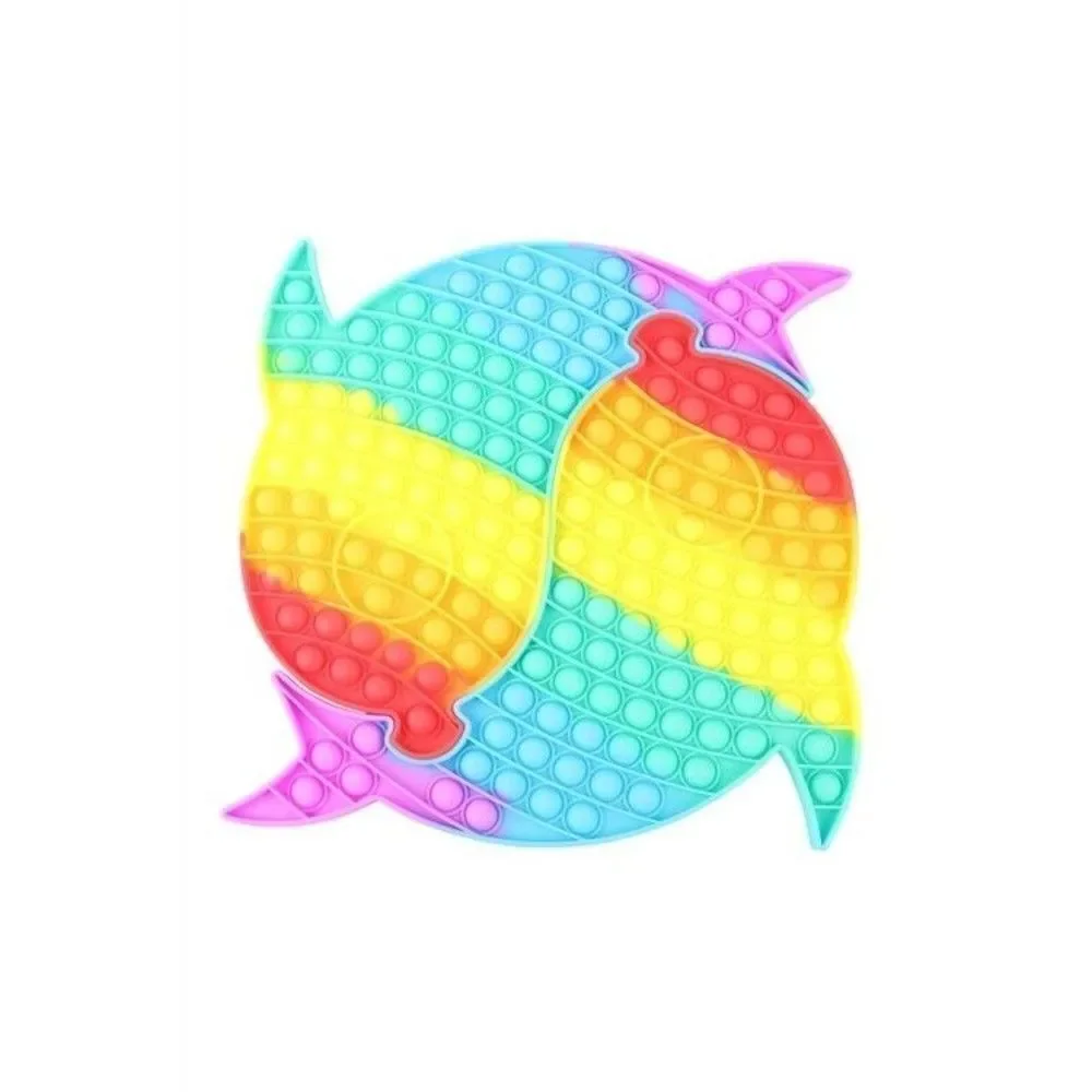 Fidget Toy Jumbo 2 Pc Ying Yang Puzzle Dolphins Fish Pisces Sign Push Pop Bubble
